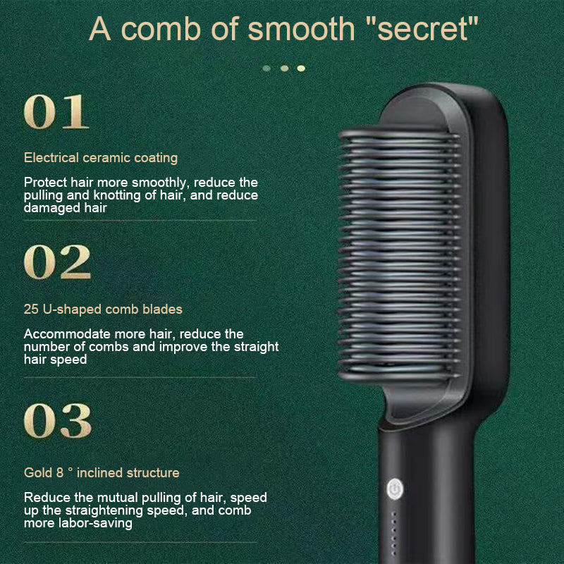 New Hair Straightener Hot Comb Anti-scalding Ceramic Hair Curler Multi-speed Electric Straightening Comb Curling Iron Hairbrush