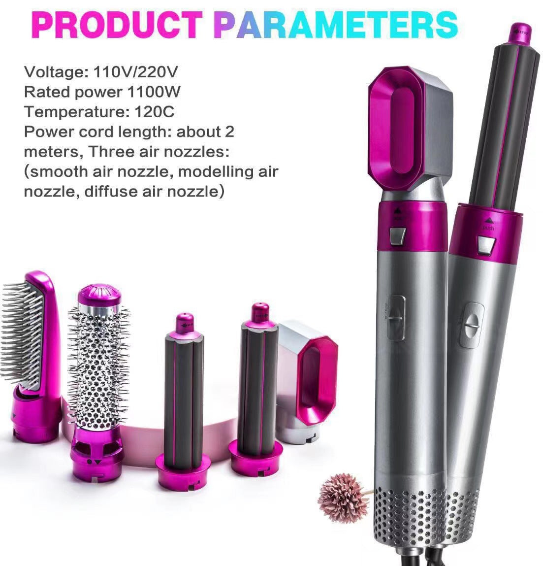5 In 1 Hair Dryer Styler Air Wrap Brush Professional Electric Hot Air Brush Styling Tool Barber Household Hair Curler Brush Kits